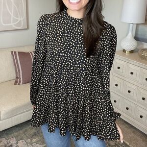 Neutral Cheetah Babydoll Top NWT